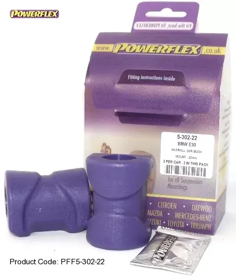 Silentbloky Powerflex BMW E30 (82-91) Front Anti Roll Bar Mounting 22mm (2) Autentický
