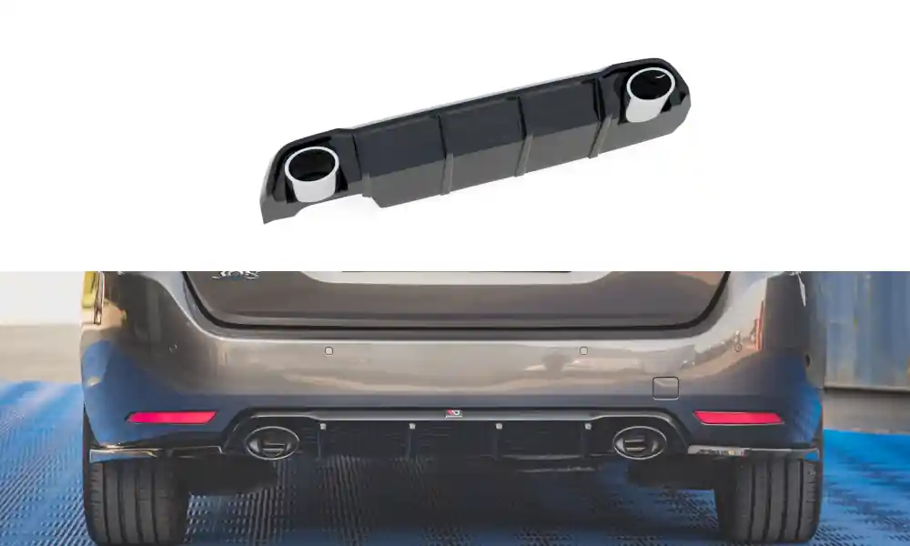 Rychlé Dodání Středový spoiler pod zadní nárazník + Výfuk Ends Imitation Peugeot 308 SW Mk2 facelift