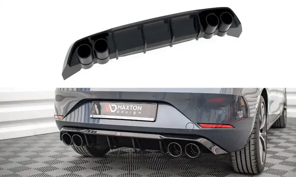 Středový spoiler pod zadní nárazník + Výfuk Ends Imitation Seat Leon FR Hatchback Mk4 Nová Kolekce