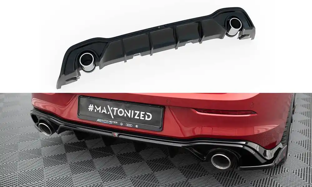 Středový spoiler pod zadní nárazník + Výfuk Ends Imitation Volkswagen Golf GTE Mk8 Ověřený