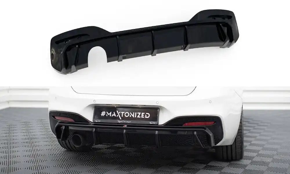 Pouze Dnes Středový spoiler pod zadní nárazník BMW 1 M-Pack F20 facelift (Version with single Výfuk on one side)