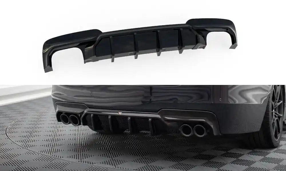 Oblíbený Středový spoiler pod zadní nárazník V.2 BMW 5 M-Pack F10 / F11 (Version with two double Výfuk s)