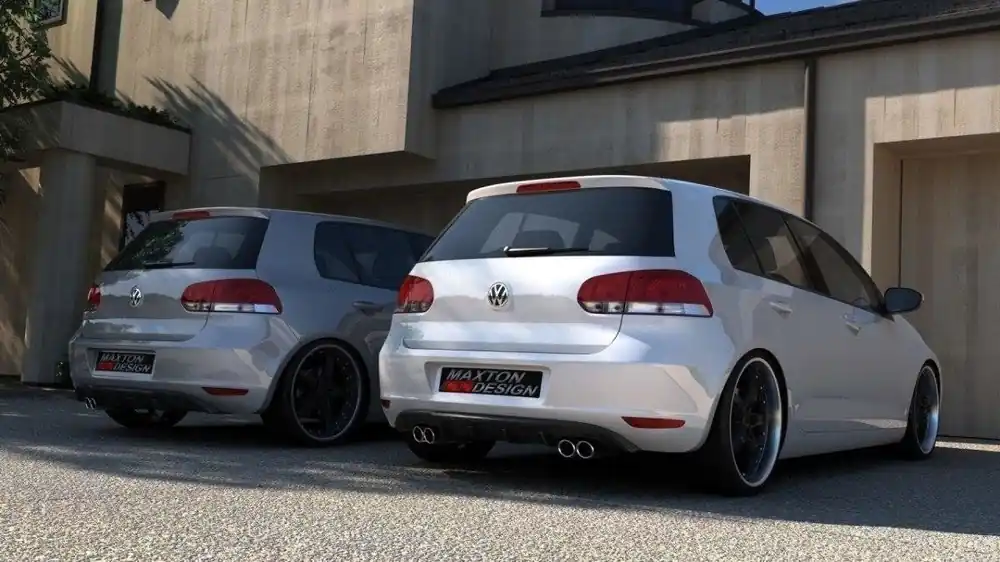 Expresní Doručení Středový spoiler pod zadní nárazník VW GOLF VI WITH 2 Výfuk HOLE