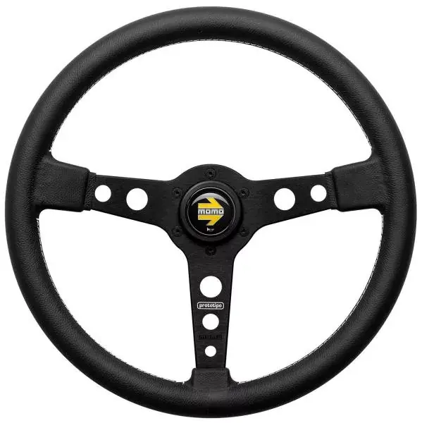 Zlevněný Volant Momo Prototipo 370mm - černý/černý - kůže