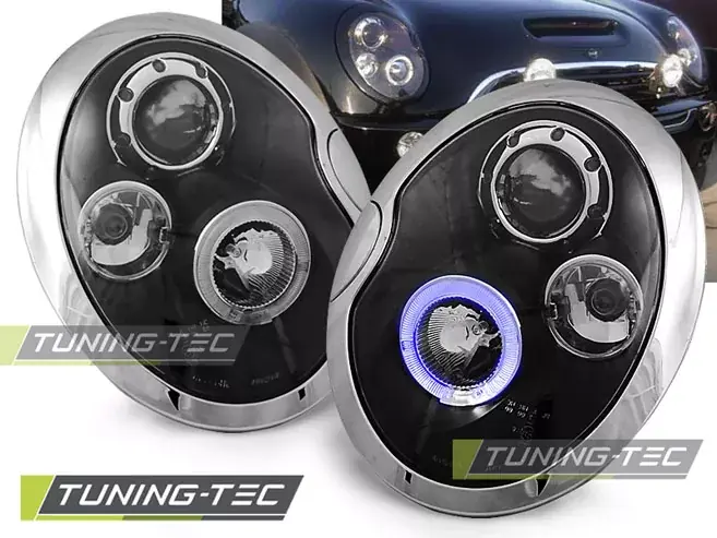 Ihned K Objednání PŘEDNÍ SVĚTLOMETY ANGEL EYES ČERNÉ pasují na BMW MINI (COOPER) 01-04
