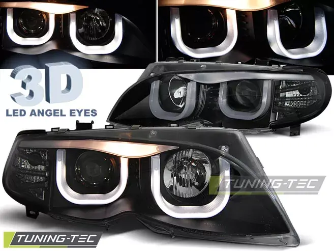 Oblíbený PŘEDNÍ SVĚTLOMETY ANGEL EYES 3D ČERNÁ pasují na BMW E46 09.01-03.05 S/T ČERNÁ