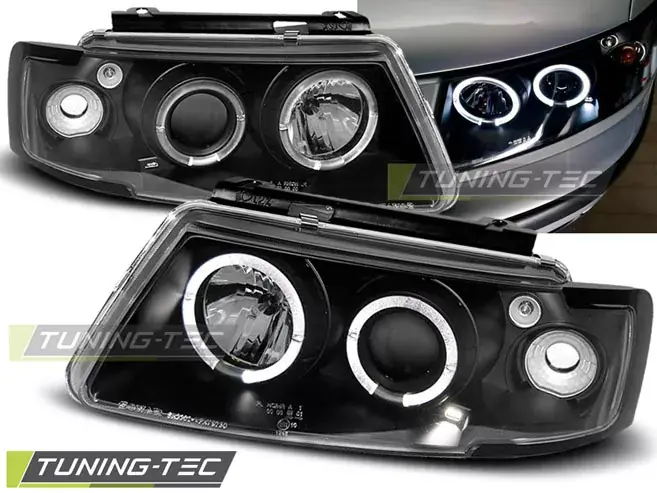 PŘEDNÍ SVĚTLOMETY ANGEL EYES ČERNÉ pasují na VW PASSAT B5 3B 11.96-08.00 Cenově Výhodný