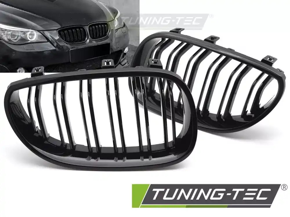 GRILLE SPORT GLOSSY BLACK DOUBLE BAR fits BMW E60 / E61 03-10 Super Cena