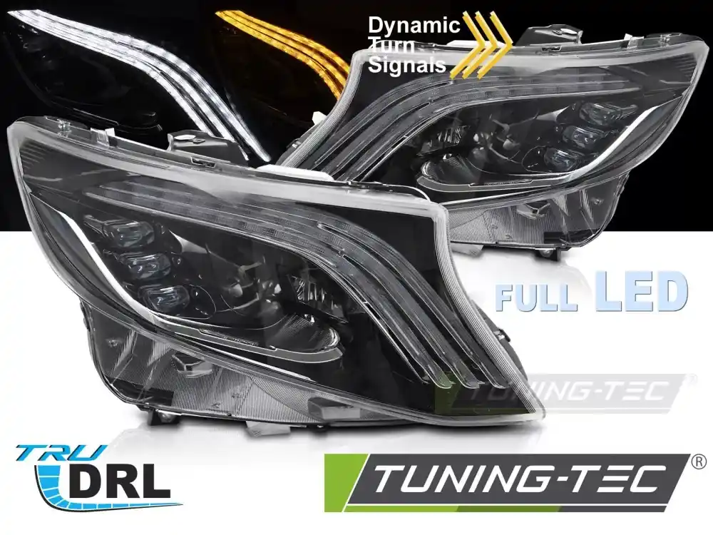PLNĚ LED SVĚTLOMETY SEQ DRL pro MERCEDES V-CLASS / VITO W447 14-23 Must-Have