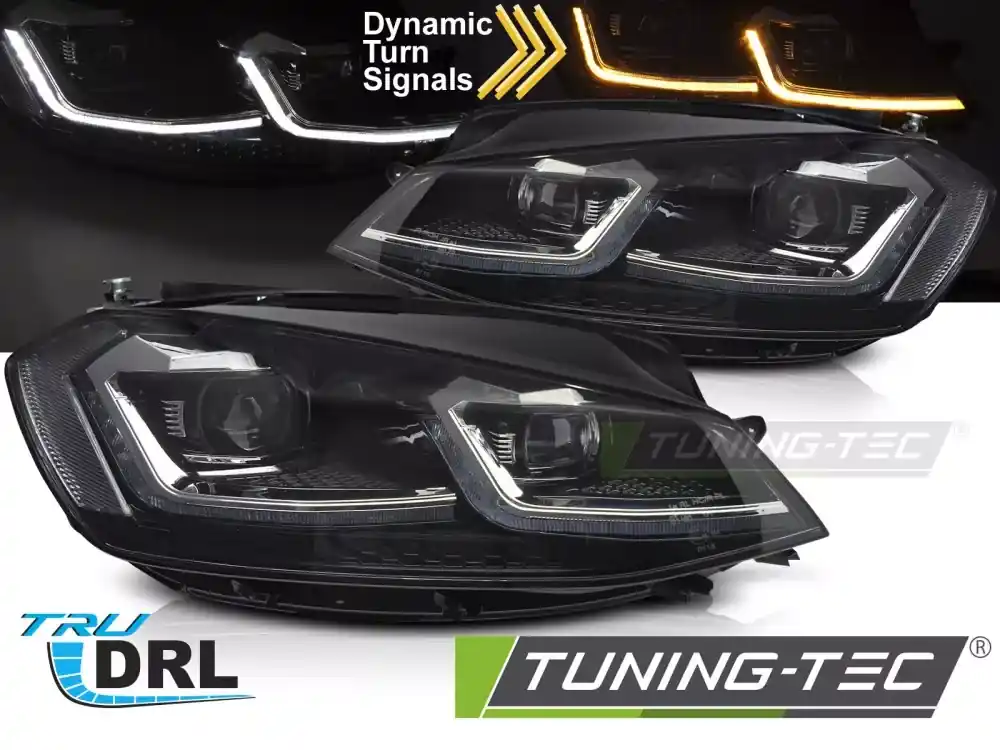 STŘÍBRNÉ LED SVĚTLOMETY SEQ DRL pro VW GOLF VII 17-19 Tovární Cena