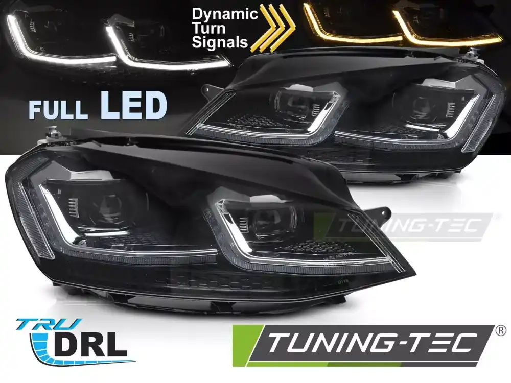 PLNÉ LED STŘÍBRNÉ SVĚTLOMETY SEQ DRL pro VW GOLF VII 13-17 Horká Nabídka