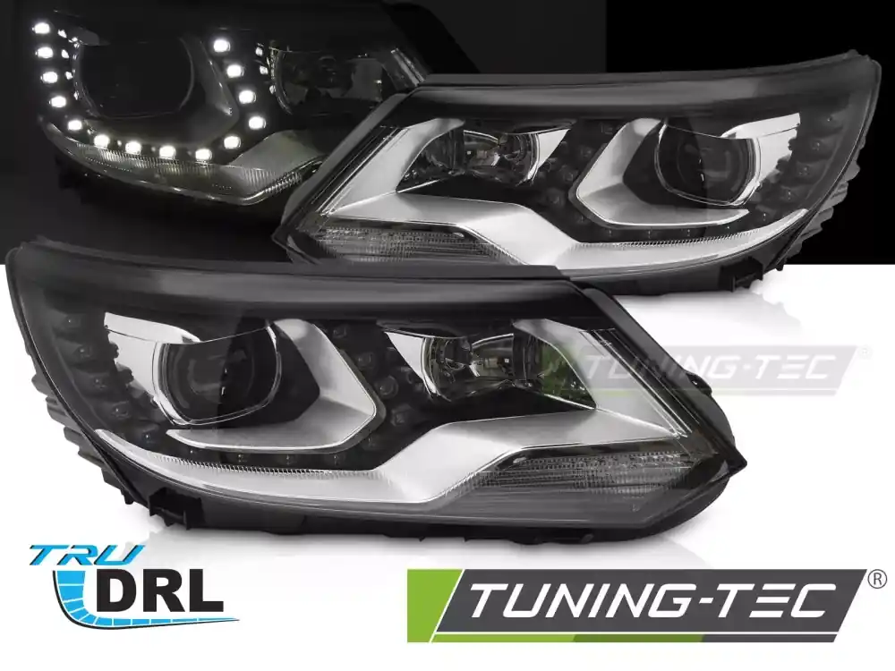 LED SVĚTLOMETY DRL ČERNÝCH PRO VW TIGUAN I 11-15 Cenově Výhodný